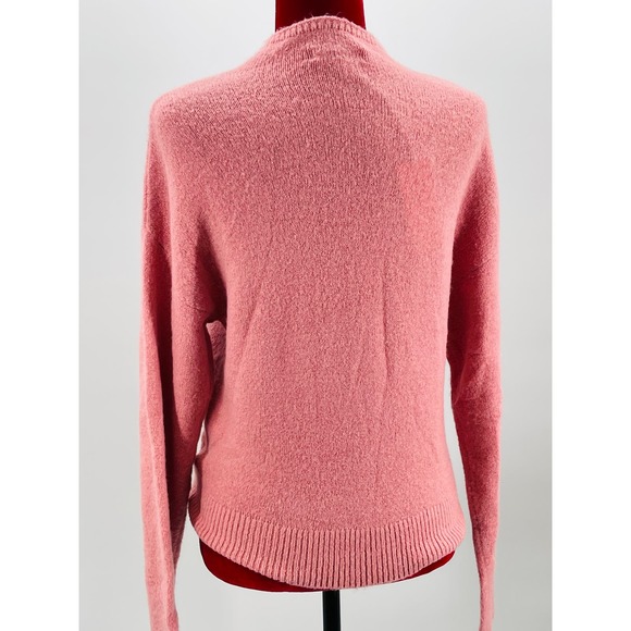 WAYF SZ M pink front tie knit long sleeve cotton wool blend sweater NWT B31 - Picture 2 of 9